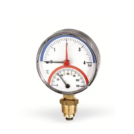 WATTS termo-manométer 80mm 1/2"km hátsó 0-120°C/0-4bar F+R 818